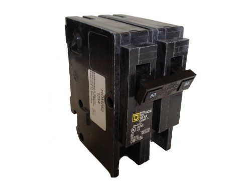 Square D Homeline Square D Circuit Breaker, 80 Amp, 2-Pole, HOM280