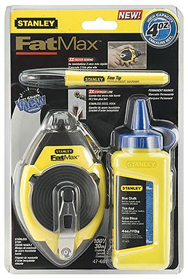 Stanley 47-681L FatMax Chalk Line Reel And Chalk Set-100&#039; BLUE CHALK/REEL SET