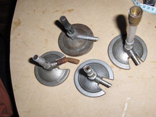 Lot of 4 micro-bunsen burner w adjust valve / natural / artificial/ humboldt for sale