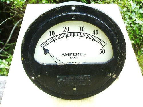 Giant Weston Panel Meter 0 - 50A DC Tests good, 7 5/8&#034; diameter