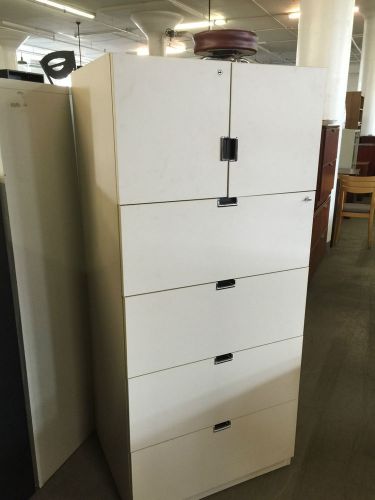 4 drawer lateral size file cabinet w/storage by steelcase office furn w/lock&amp;key for sale