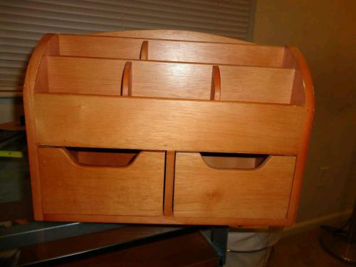 Desk Organizer Holder Home Office Storage Letter Pen Wood Mail Paper Sorter