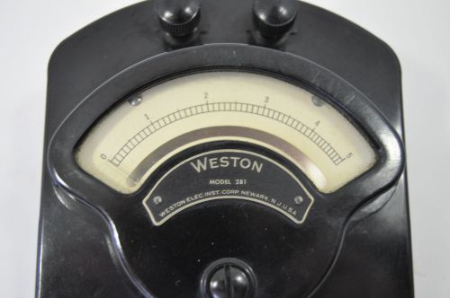 WESTON MODEL 281 METER Volts 0-5vDC ~ BAKELITE ~ STEAMPUNK ~ VINTAGE TESTED