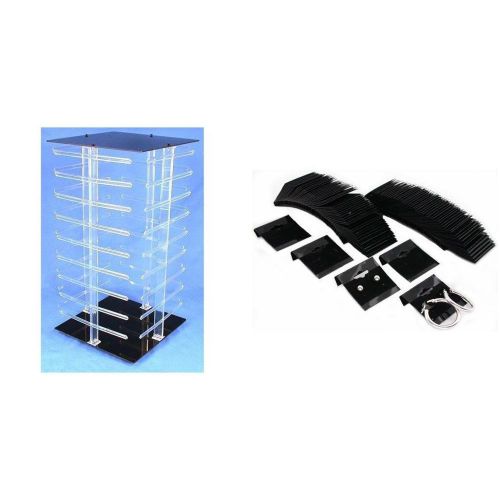 Acrylic Revolving Rotating Displays &amp; Black Flocked Earring Cards 101 Pcs