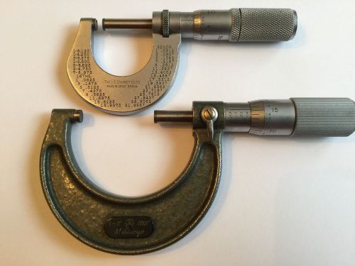 2 Micrometers Mitutoyo 103 136 1&#034;- 2&#034; .0001&#034; / Starrett 230 0&#034;-1&#034; Outside VG