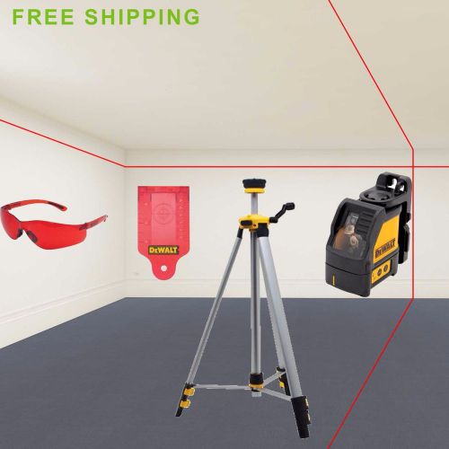 Dewalt Cross Line Laser + Laser Tripod + lazer Glasses +Target Card SUPER BUNDLE