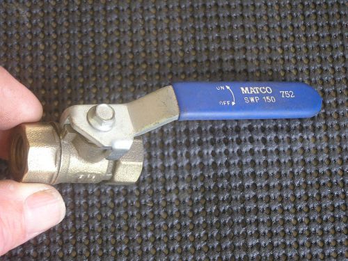 MATCO  752 CMP Compression Ball Valve, 1/2&#034;, Brass 400WOG 150SWP NEVER USED