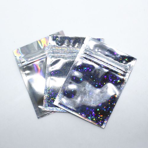 New flat glittery silver mylar foil zip lock bags pouches food grade 7.5x10cm for sale