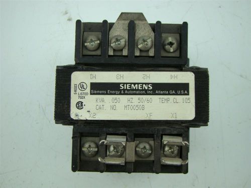 SIEMENS .05 kva INDUSTRIAL CONTROL TRANSFORMER  HZ 50/60MT0050B