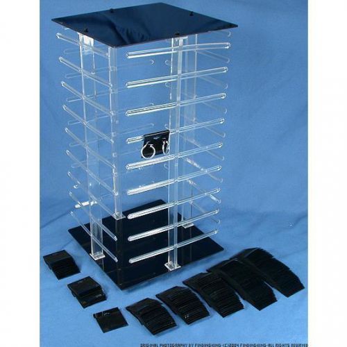 100 black earring cards revolving rotating display 4 sided stand for sale