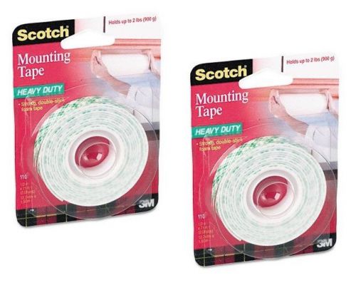 2 Rolls 3M Scotch Foam Permanent Mounting Double-Sided Tape 1/2&#034; Wide x 75&#034; Wall