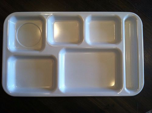 (12) DALLAS WARE  6 COMPARTMENT TRAY  9&#034; X 15&#034; WHITE 1 DOZEN