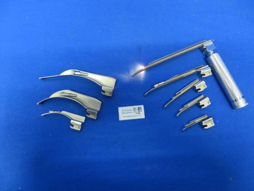 Sun Med Laryngoscope Handle with Mac Blades &amp; Miller Blades, 90 Day Warranty