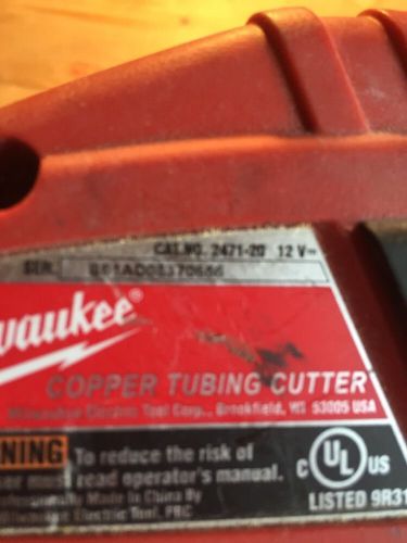 MILWAUKEE 2471-20 M12 12V LI-ION COPPER TUBING CUTTER