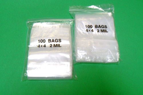 200 ZIPLOC 4x4 RECLOSABLE  POLY ZIP LOCK BAG 2MIL CLEAR 4” x 4” SQUARE 200 BAGS