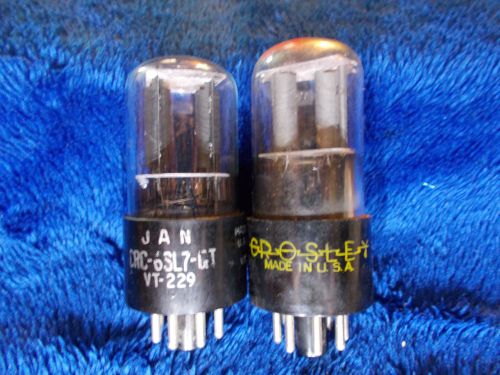 Lot Of 2 6SL7GT VT-229 RCA Crosley Tubes TV7 Tested