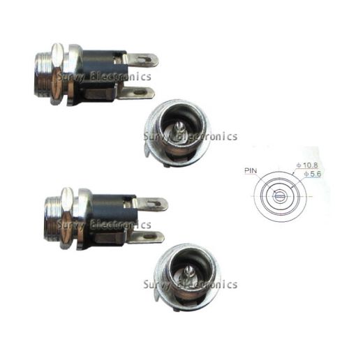 2pcs DC Power Jack Socket DC-053A 2.1 x 5.5mm with Screw Nut DIY 180-Degree New