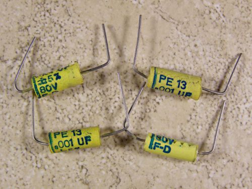 4 F-Dyne PE13 .001uf  80V Mylar/Foil Capacitors +/- 5% Tolerance NOS