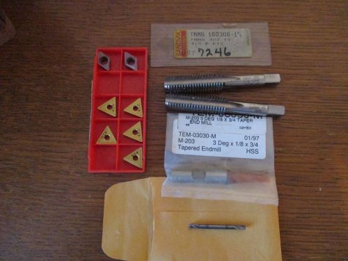 Lot of Machinist Tools Taps CarbideEnd Mill 3 degree taper end mill Carbide bits