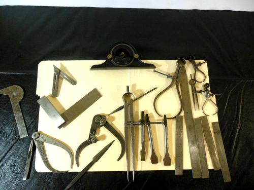 VINTAGE**RARE** MACHINIST TOOL LOT SET STARRETT CALIPERS DIVIDERS BROWNE &amp; SHARP