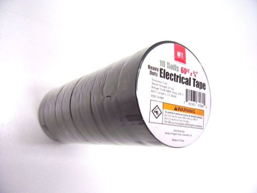 Electrical tape black 7 mil x 3/4&#034; x 60 ft. 10 rolls heavy duty for sale