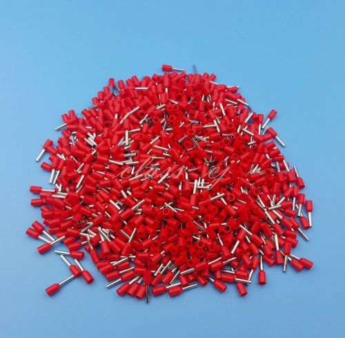 1000pcs red e1008 18awg tube pin pre-insulation wire crimp terminals for sale