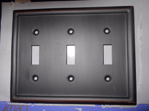 AmerTac 149TTTDB Chelsea Steel Triple Toggle Wallplate, Aged Bronze New