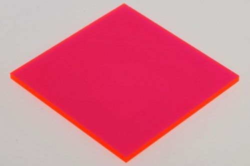 RED/PINK FLUORESCENT ACRYLIC PLEXIGLASS 1/8&#034; X 12&#034; X24&#034; PLASTIC SHEET