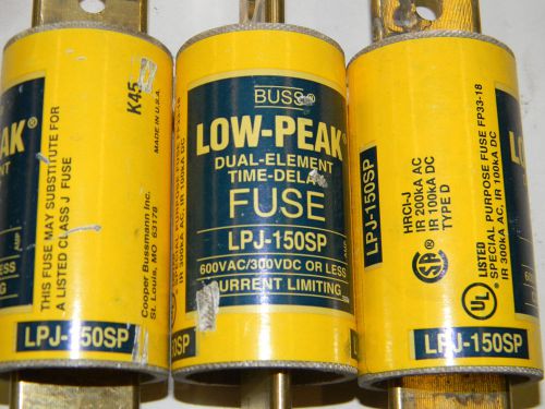 Lot of 3 Buss LPJ150SP Low-Peak Dual Element Time Delay Fuse 150A 600V  D5