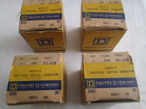 NEW LOT OF 4 SQUARE D BLACK SELECTOR SWITCH OPERATOR 9001 KS-42B NEW IN BOX