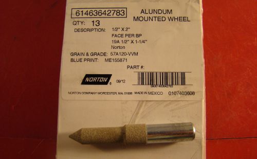 NORTON, 61463642783, Mounted Point, 1/2&#034; x2&#034;, 57A 120-VVM, Qty 13,/IG4/ RL