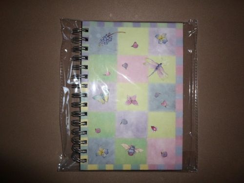 140 Sheet &#034;Butterfly, Dragonfly &amp; Flowers&#034; Lined Spiral Journal~5 1/2&#034; X 8&#034;, NEW