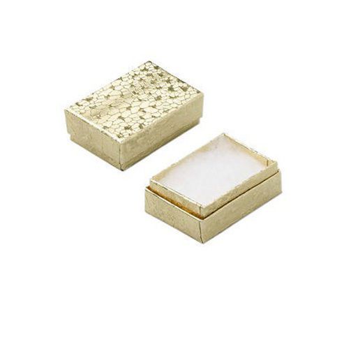 Lot of 100 pcs 2 5/8&#034;x1 1/2&#034;x1&#034; Gold Cotton Filled Jewelry Boxes