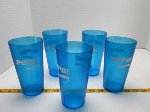Lot of 5 pepsi glasses 16 oz blue plastic cup pepsi-cola made in usa sku b s for sale