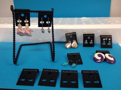 200pcs &#034;Fasion Jewlery&#034; Black Plastic Hanging Display Earring Cards