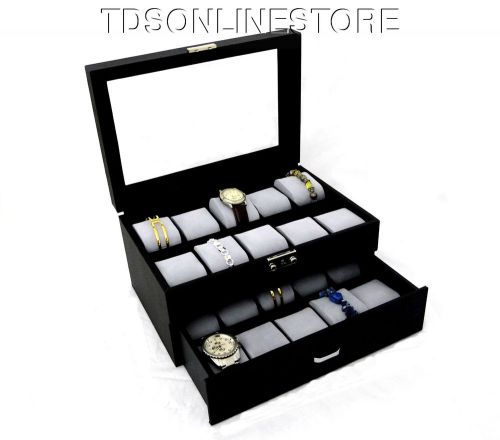 Bracelet / Watch Storage Box W/ Glass Window And Lock For 20 Pieces