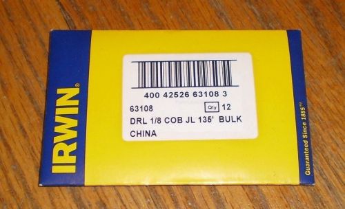 Irwin Tools 1/8in Cobalt 135-Degree Jobber Length Pack of 12 Jobber Drill Bits