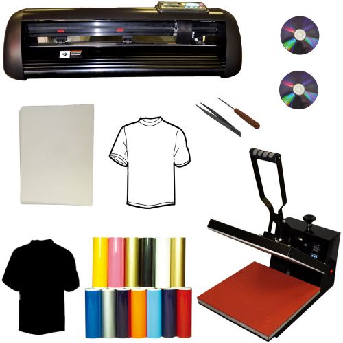 15x15 Heat Press,13&#034; Metal Vinyl Cutter Plotter,Transfer Paper,PU Vinyl Bundle