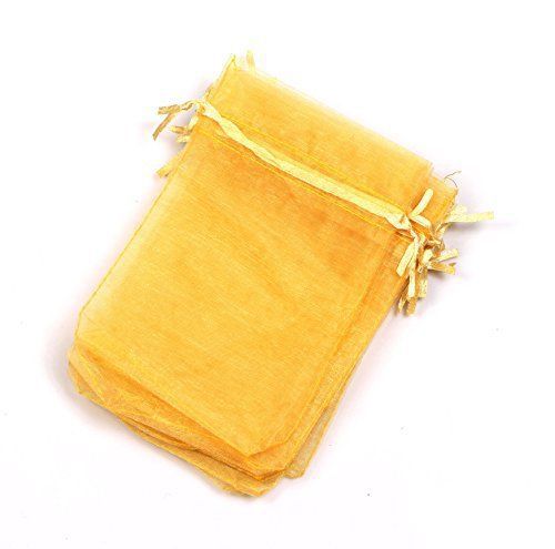 Mbox colorful 4x6&#034; organza drawstring pouch bag 100pcs (golden yellow) for sale