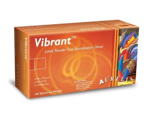 Aurelia Vibrant Latex Glove, Powder Free, 9.4&#034; Length, 5 mils Thick, Large (Pack