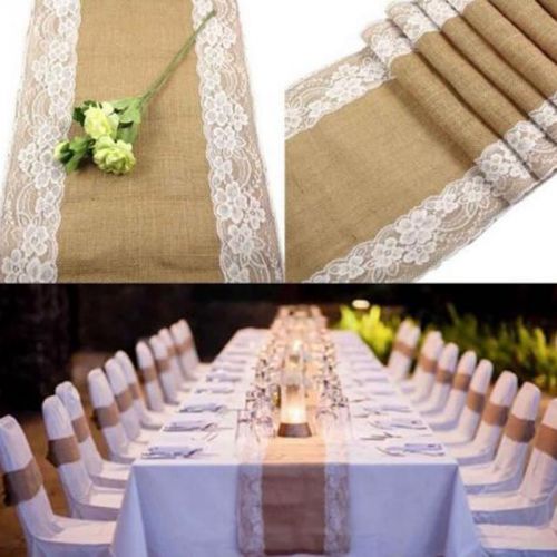 Burlap Hessian Wedding Table Runner Natural Jute Rustic Party Xmas Top Decor