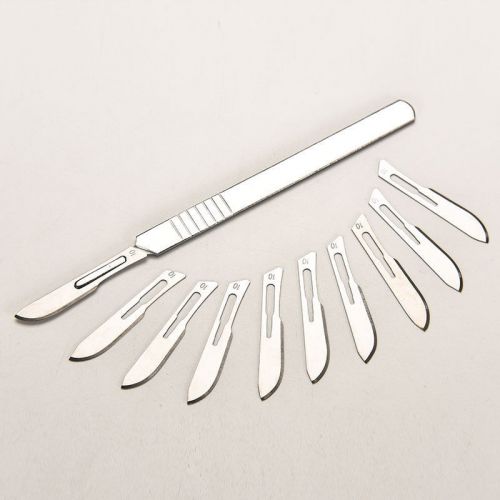 10pcs  Carbon Steel Surgical Scalpel Blades Live Tissue PCB+1pcs #3 Handle PO