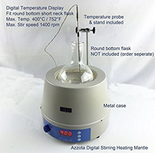 Azzota DSHM-2000, Digital Stirring Heating Mantle - 2000ml, 450W, Stir speed: 0