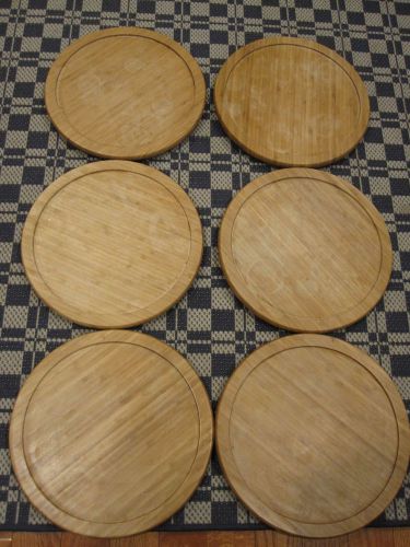 Lot of 6 Wood Bamboo Lazy Susans Restaurant Storage Turntable 14 Inch