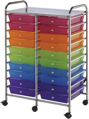 20-Drawer Interlocking Tubular Steel Storage Cart on Casters