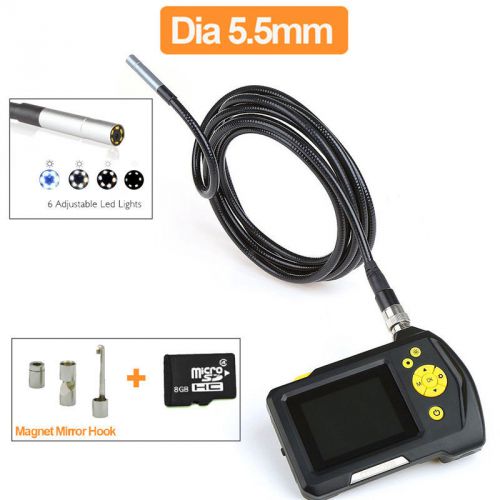 2.7&#034; Monitor 5.5mm Camera Tube Endoscope Inspection Borescope+Magnet/Hook/Mirror