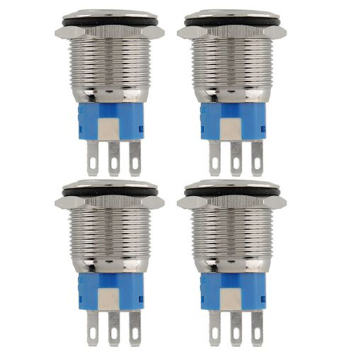 4pcs 19mm Self Latching Brass Push Button Switch High Flush 1NO Car Vehicle