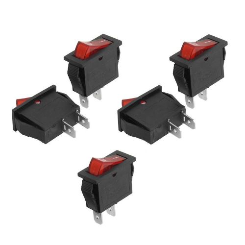 NEW 5 Pcs AC 250V 10A AC 125V 15A 2 Pins SPST Red Button Boat Rocker Switch