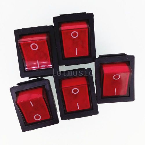 5 x  red light on/off rocker switch 250v 15 amp 125/20a for sale