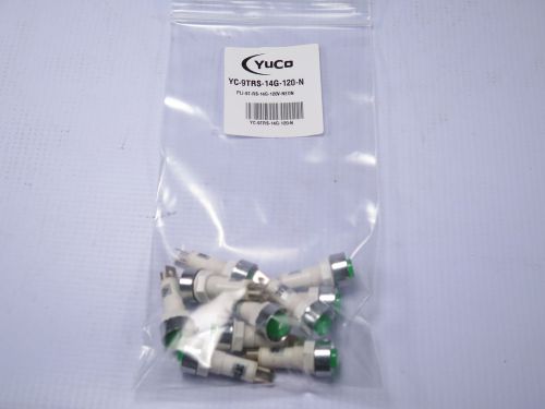 Lot of 100 yc-9trs-14g-120-n green neon 9mm pilot light 120v ac/dc terminal ring for sale